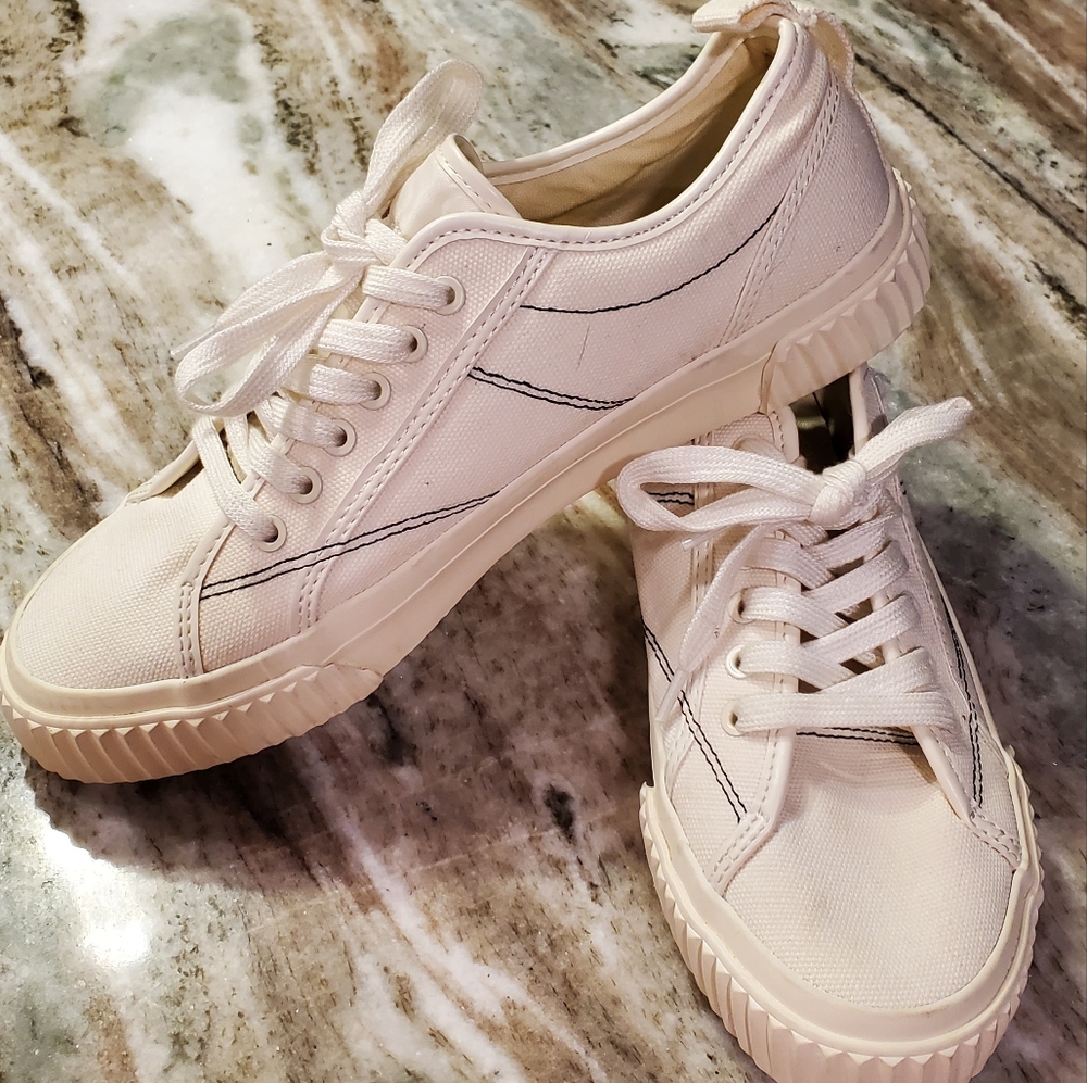 Women's Cream Canvas Sneakers